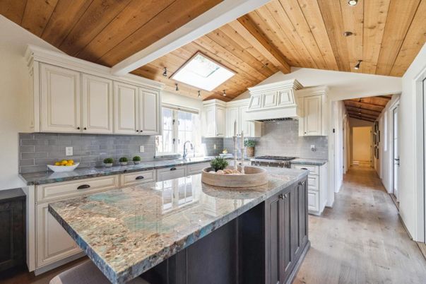 Interior, Kitchen, Recessed Lighting, Wooden Ceilings, Wood Texture Flooring