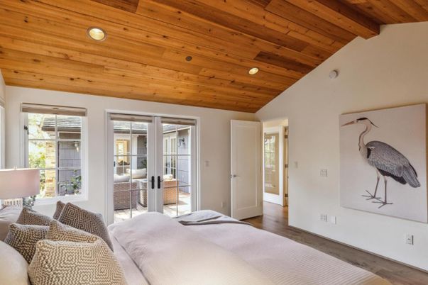 Bedroom, Interior, Recessed Lighting, Wooden Beams, Wooden Ceilings, Wood Texture Flooring