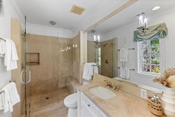 Bathroom, Glass Shower, Interior, Recessed Lighting
