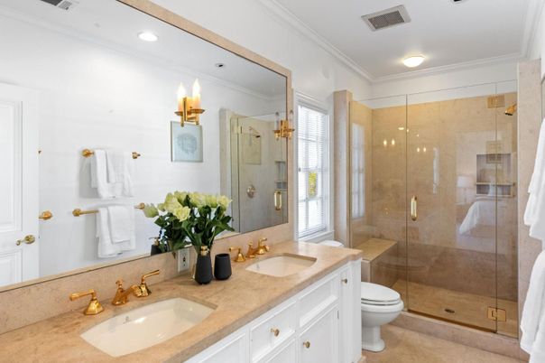 Bathroom, Dual Sink Vanities, Glass Shower, Interior, Recessed Lighting