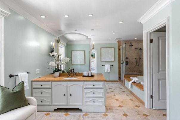 Bathroom, Glass Shower, Interior, Recessed Lighting