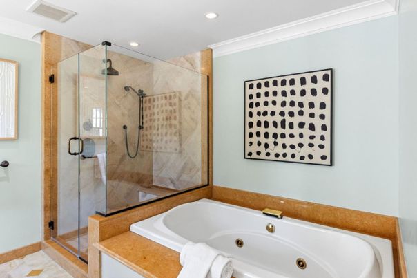 Bathroom, Glass Shower, Interior, Recessed Lighting