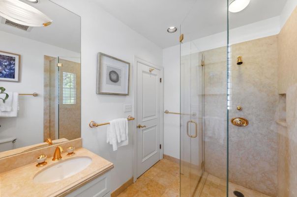 Bathroom, Glass Shower, Interior, Recessed Lighting