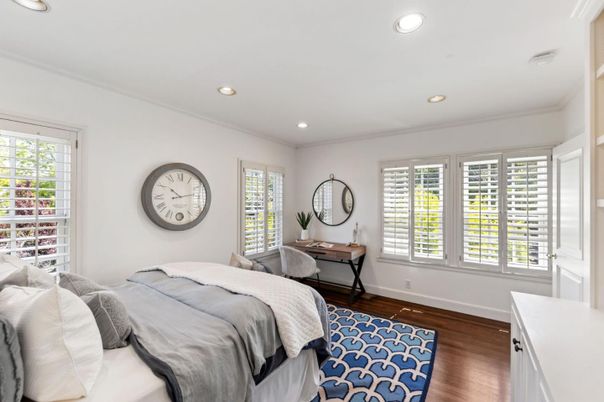 Bedroom, Home Office, Interior, Recessed Lighting, Wood Texture Flooring