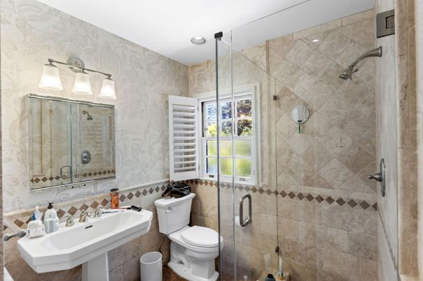 Bathroom, Glass Shower, Interior, Recessed Lighting