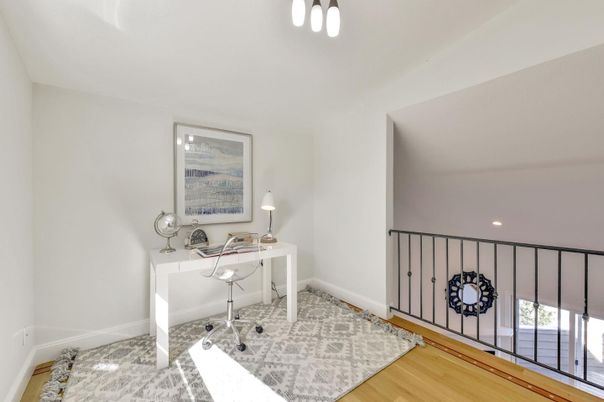 Home Office, Interior, Recessed Lighting, Wood Texture Flooring