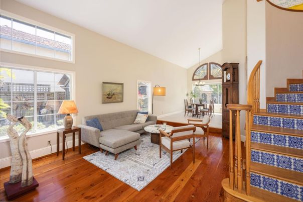 Dining room, Interior, Living room, Pendant Lights, Wood Texture Flooring