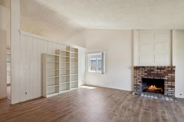 Empty room, Fireplace, Interior, Wood Texture Flooring