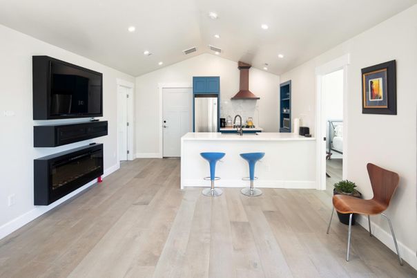 Interior, Kitchen, Recessed Lighting, Wood Texture Flooring