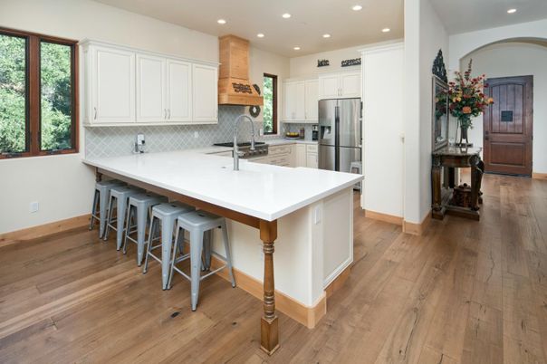 Interior, Kitchen, Recessed Lighting, Wood Texture Flooring