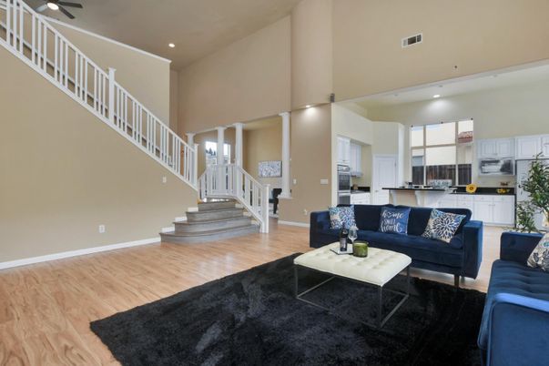 Interior, Kitchen, Living room, Recessed Lighting, Wood Texture Flooring