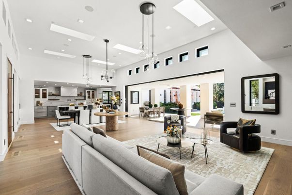 Dining room, Interior, Kitchen, Living room, Pendant Lights, Recessed Lighting, Wood Texture Flooring