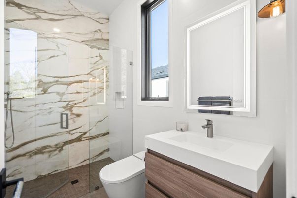 Bathroom, Glass Shower, Interior, Marble Walls