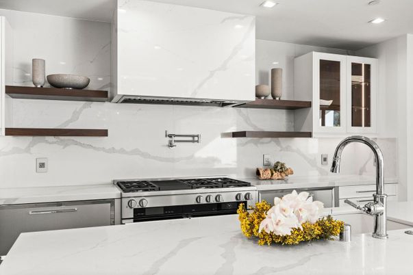 Interior, Kitchen, Marble Walls, Recessed Lighting