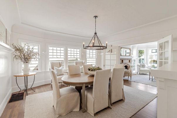 Chandelier, Dining room, Interior, Pendant Lights, Wood Texture Flooring