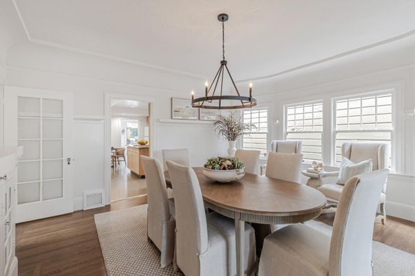 Chandelier, Dining room, Interior, Pendant Lights, Wood Texture Flooring