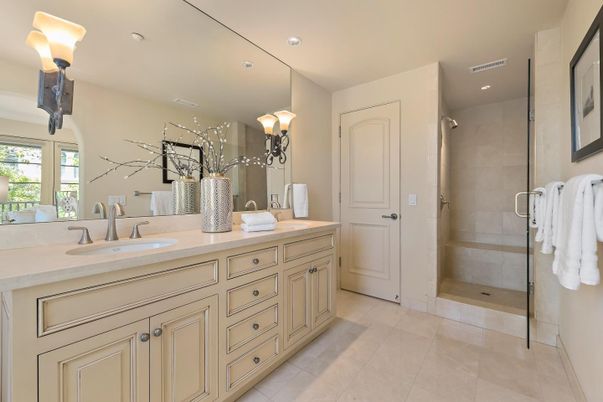 Bathroom, Dual Sink Vanities, Glass Shower, Interior, Recessed Lighting