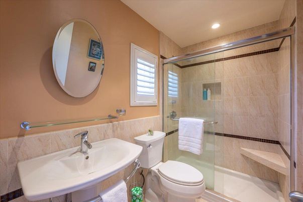 Bathroom, Glass Shower, Interior, Recessed Lighting