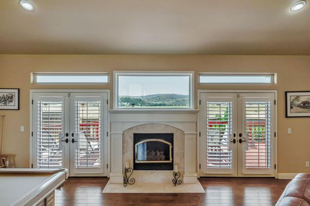 Fireplace, Interior, Recessed Lighting, Wood Texture Flooring