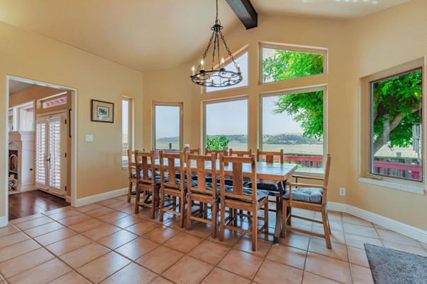 Dining room, Interior, Pendant Lights, Wooden Beams