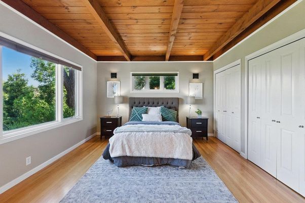 Bedroom, Interior, Wooden Beams, Wooden Ceilings, Wood Texture Flooring