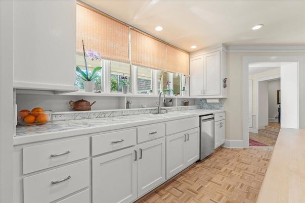 Interior, Kitchen, Recessed Lighting, Wood Texture Flooring