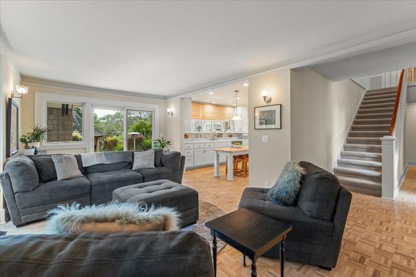 Interior, Kitchen, Living room, Pendant Lights, Recessed Lighting, Wood Texture Flooring