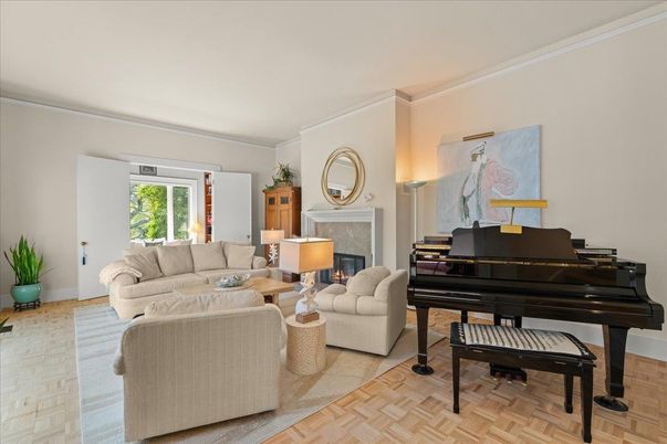 Fireplace, Interior, Living room, Piano, Wood Texture Flooring