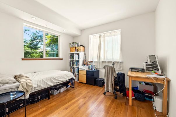 Bedroom, Home Office, Interior, Recessed Lighting, Wood Texture Flooring