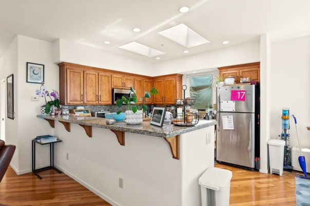 Interior, Kitchen, Recessed Lighting, Wood Texture Flooring