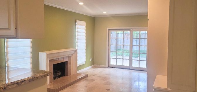 Empty room, Fireplace, Interior, Recessed Lighting