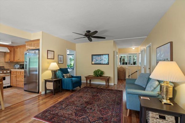 Interior, Kitchen, Living room, Stainless Steel Appliances, Wood Texture Flooring
