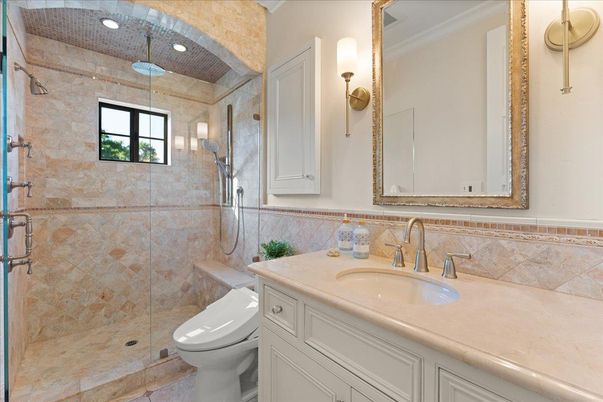 Bathroom, Glass Shower, Interior, Recessed Lighting