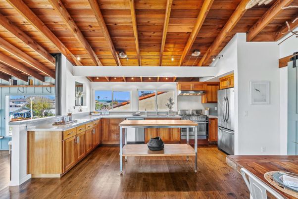 Interior, Kitchen, Stainless Steel Appliances, Wooden Beams, Wooden Ceilings, Wood Texture Flooring