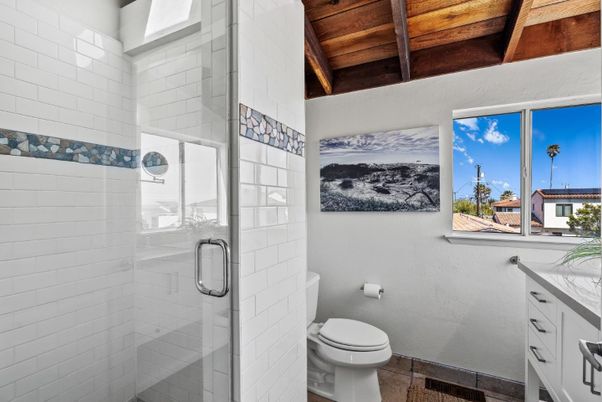 Bathroom, Glass Shower, Interior, Wooden Beams, Wooden Ceilings