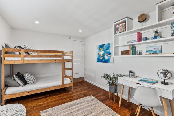 Bedroom, Home Office, Interior, Recessed Lighting, Wood Texture Flooring