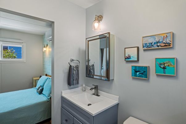 Bathroom, Glass Shower, Interior, Pendant Lights