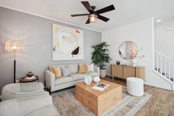 Interior, Living room, Recessed Lighting, Wood Texture Flooring