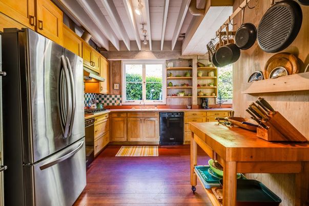 Interior, Kitchen, Stainless Steel Appliances, Wood Texture Flooring