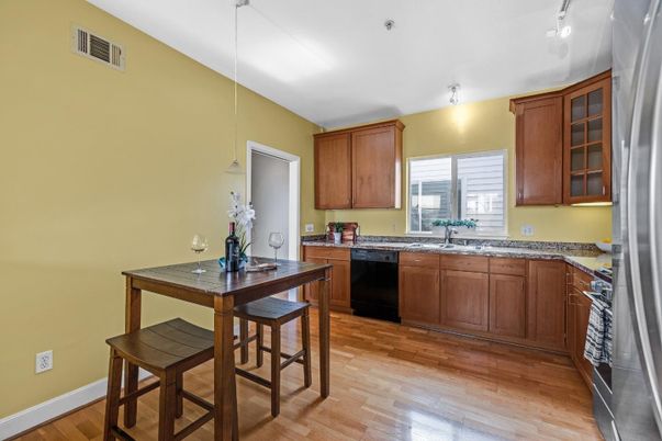 Interior, Kitchen, Pendant Lights, Wood Texture Flooring