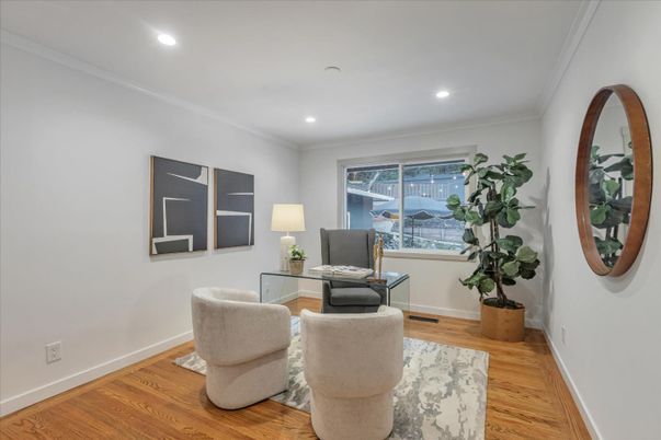 Home Office, Interior, Recessed Lighting, Wood Texture Flooring