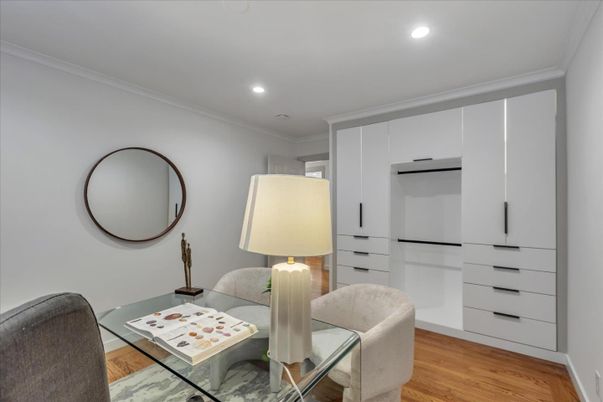 Home Office, Interior, Recessed Lighting, Wood Texture Flooring