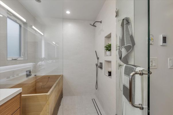 Bathroom, Glass Shower, Interior, Recessed Lighting