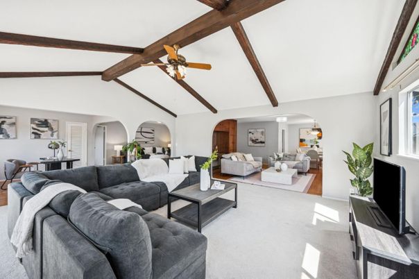 Fireplace, Interior, Living room, Wooden Beams