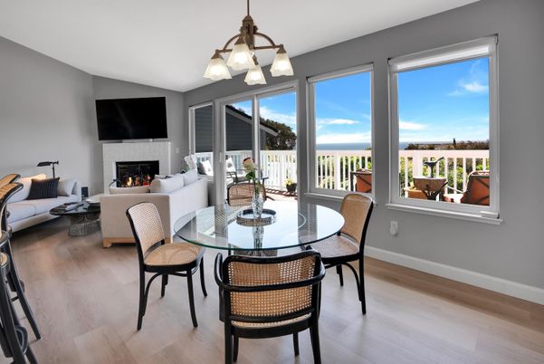 Dining room, Fireplace, Interior, Living room, Pendant Lights, Wood Texture Flooring