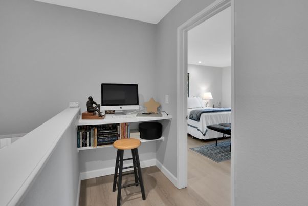 Bedroom, Home Office, Interior, Recessed Lighting, Wood Texture Flooring