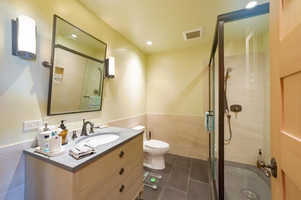 Bathroom, Glass Shower, Interior, Recessed Lighting