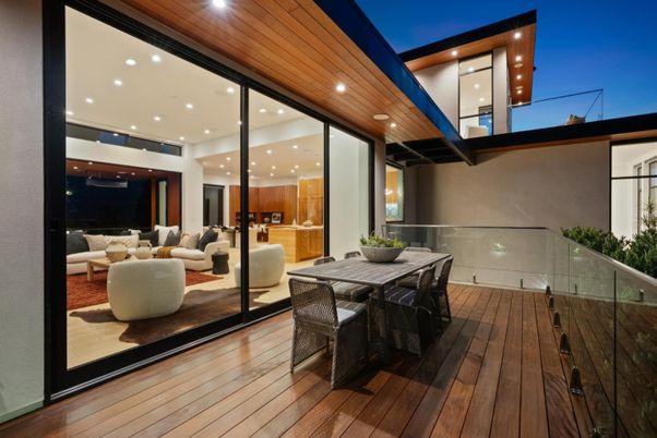 Exterior, Recessed Lighting, Wooden Ceilings, Wood Texture Flooring
