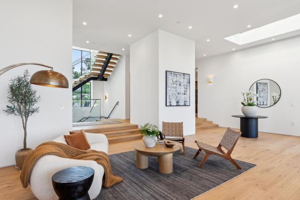 Interior, Living room, Recessed Lighting, Wood Texture Flooring