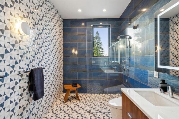 Bathroom, Glass Shower, Interior, Recessed Lighting